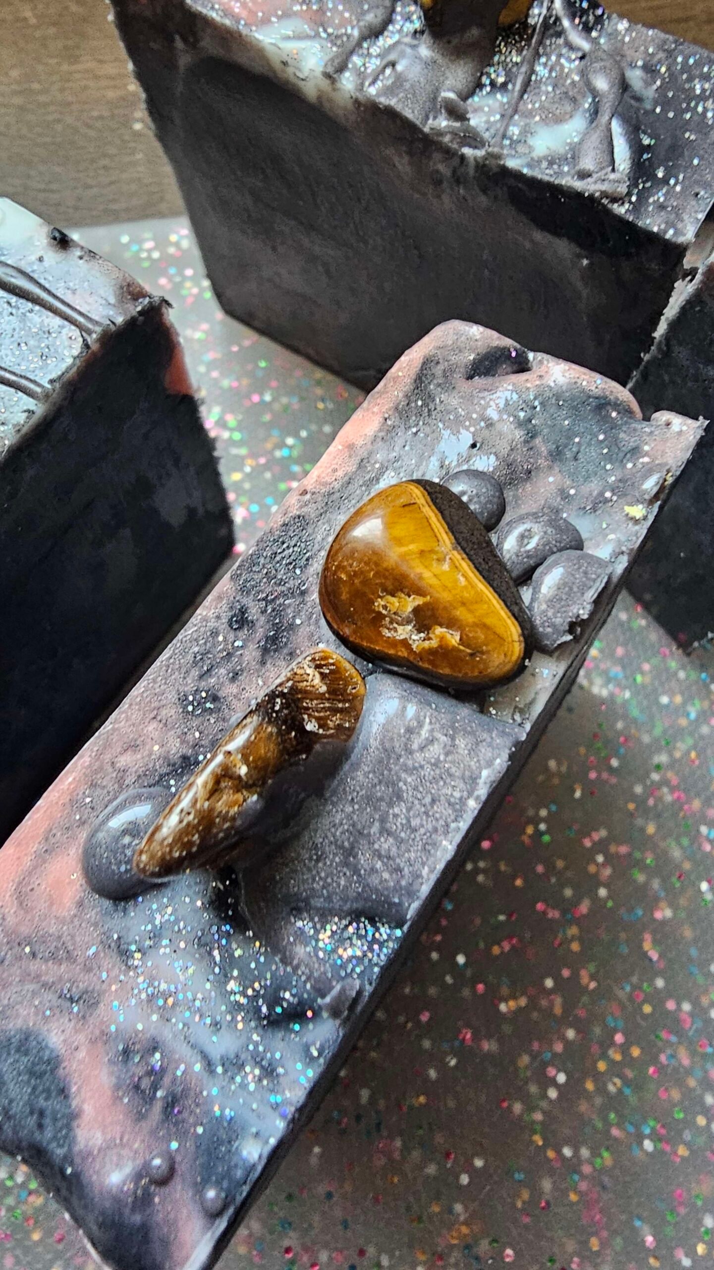 celestial aries goatmilk soap (topped with real tiger eye stone) celestial aries goatmilk soap (topped with real tiger eye stone)