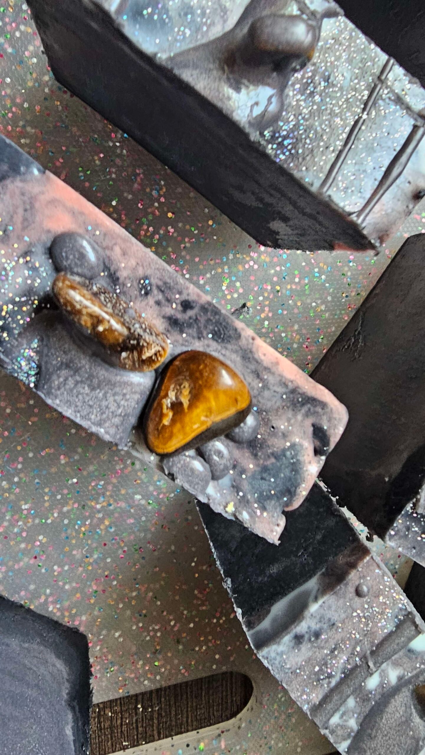 celestial aries goatmilk soap (topped with real tiger eye stone) celestial aries goatmilk soap (topped with real tiger eye stone)