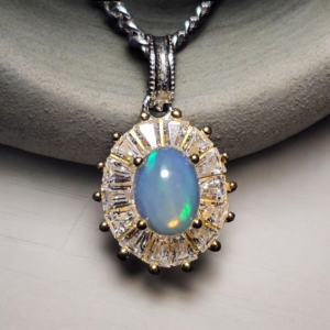 opalite halo pendant 925 sterling silver