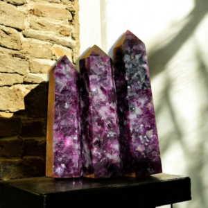 lepidolite towers (set of 3)
