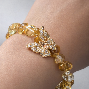 citrine tone quartz butterfly bracelet