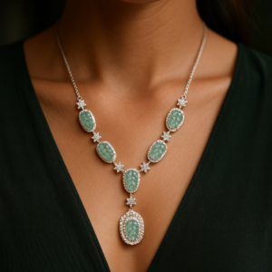 burmese jade leaf necklace