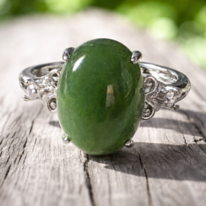 sterling silver green jade ring (adjustable)