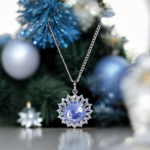 lavender quartz halo necklace 925 sterling silver