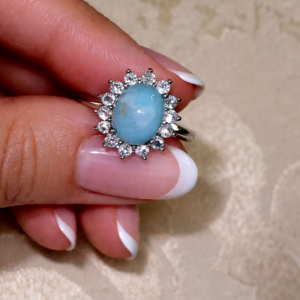 larimar halo ring (adjustable)